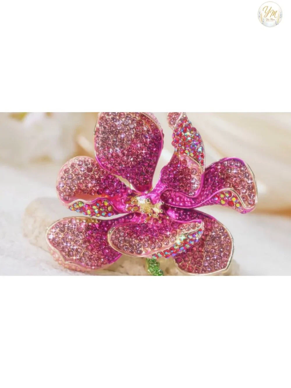 Austrian Crystal Orchid Flower Petal Brooch Pin